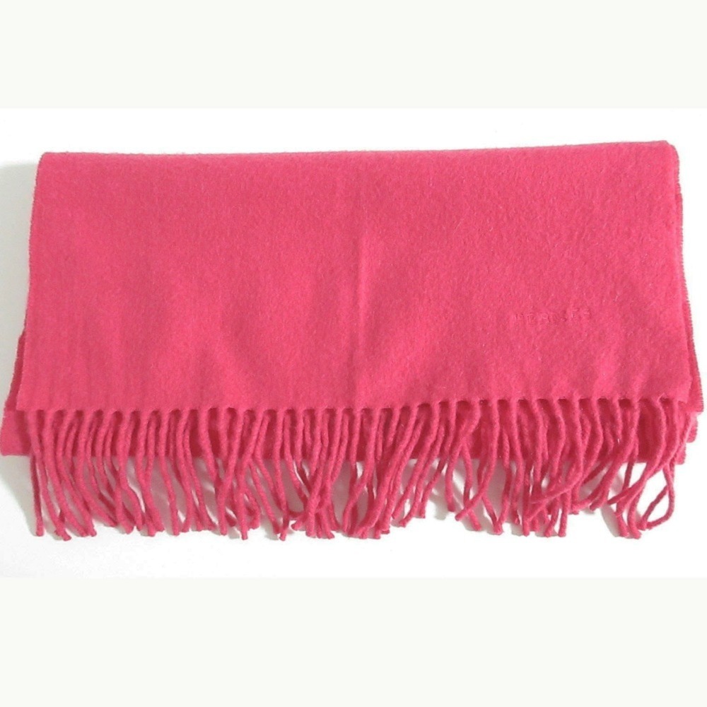 HERMES 100% Cashmere Fringe Scarf/Stole, Pink, Women's